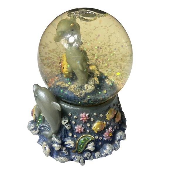 Pair Of Dolphins Glitter Snow Globes‎ Florida Globe ~ Dancing Dolphins In Waves - Picture 4 of 12